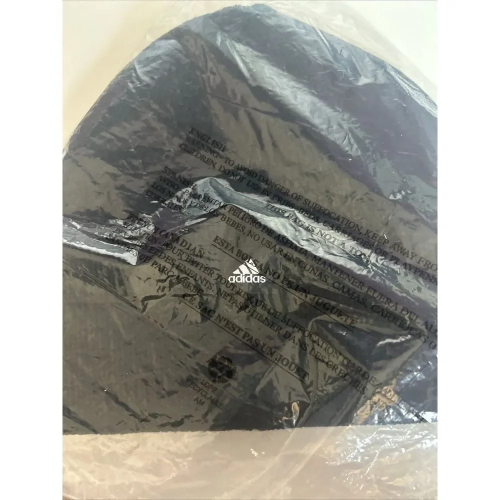 Adidas Womens Beanie Script Cuff Fold Black Hat Cap White Cursive‎ Logo NEW NWT